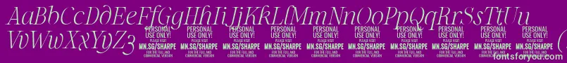 SharpeThIt PERSONAL Font – Green Fonts on Purple Background