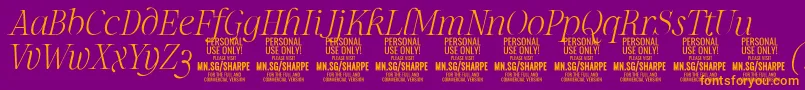 SharpeThIt PERSONAL Font – Orange Fonts on Purple Background