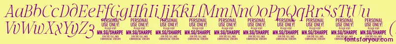SharpeThIt PERSONAL Font – Purple Fonts on Yellow Background