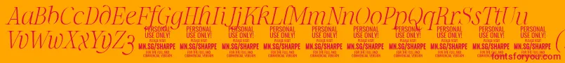 SharpeThIt PERSONAL Font – Red Fonts on Orange Background
