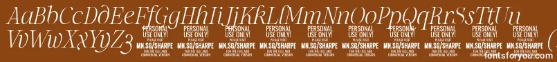 SharpeThIt PERSONAL Font – White Fonts on Brown Background