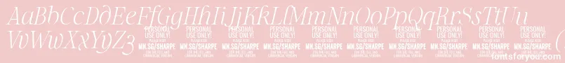 SharpeThIt PERSONAL-Schriftart – Weiße Schriften auf rosa Hintergrund