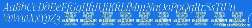 SharpeThIt PERSONAL Font – Yellow Fonts on Blue Background