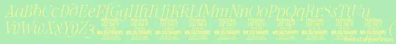 SharpeThIt PERSONAL-Schriftart – Gelbe Schriften auf grünem Hintergrund