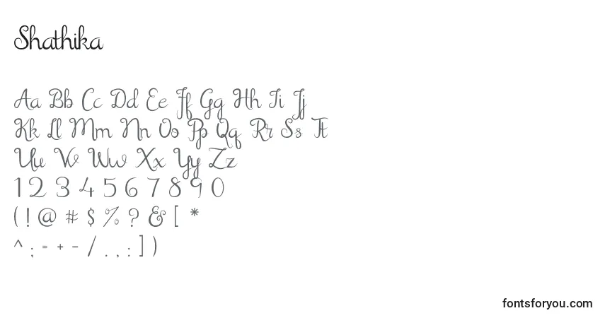 Шрифт Shathika – алфавит, цифры, специальные символы