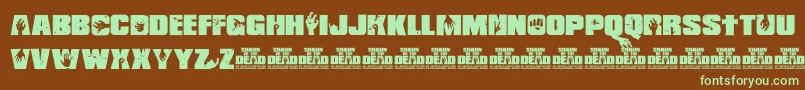 Shaun of the Dead-Schriftart – Grüne Schriften auf braunem Hintergrund