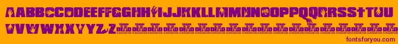 Shaun of the Dead-Schriftart – Violette Schriften auf orangefarbenem Hintergrund