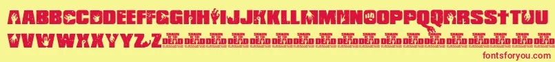 Shaun of the Dead-fontti – punaiset fontit keltaisella taustalla