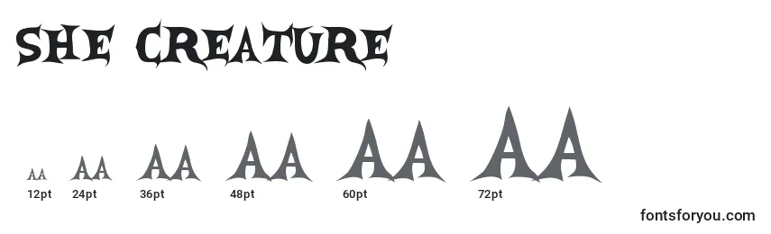 She Creature Font Sizes