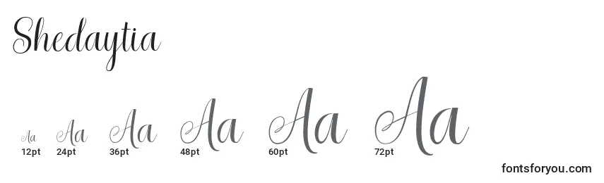 Shedaytia Font Sizes