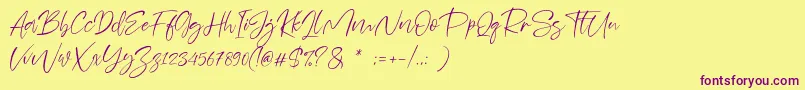 Sheenaz Font – Purple Fonts on Yellow Background