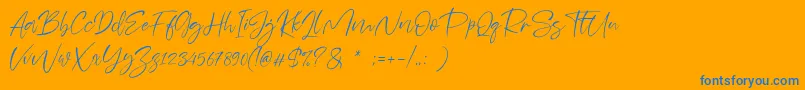 フォントSheenaz – オレンジの背景に青い文字