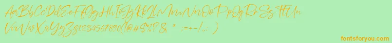 Шрифт Sheenaz – оранжевые шрифты на зелёном фоне