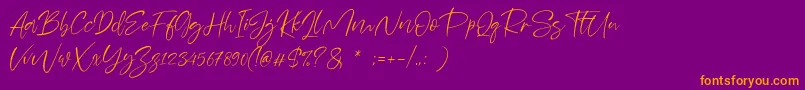 Sheenaz-Schriftart – Orangefarbene Schriften auf violettem Hintergrund