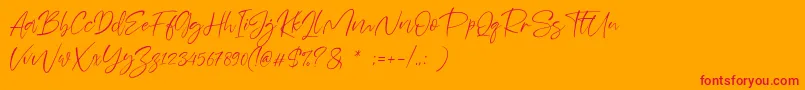 フォントSheenaz – オレンジの背景に赤い文字