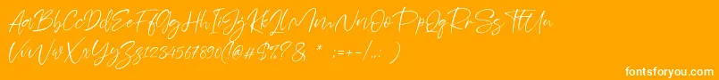 Sheenaz-Schriftart – Weiße Schriften auf orangefarbenem Hintergrund