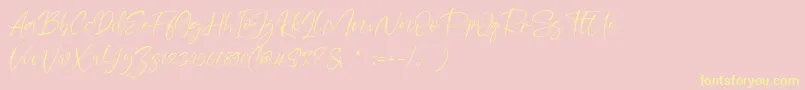 Sheenaz-Schriftart – Gelbe Schriften auf rosa Hintergrund