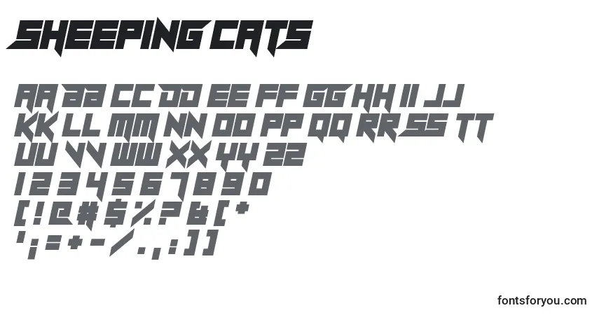 Schriftart Sheeping Cats – Alphabet, Zahlen, spezielle Symbole