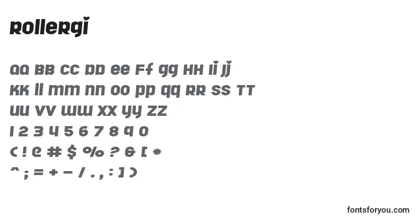 Rollergi-fontti – aakkoset, numerot, erikoismerkit