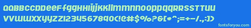 Rollergi Font – Green Fonts on Blue Background