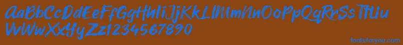Sheila Crayon-Schriftart – Blaue Schriften auf braunem Hintergrund
