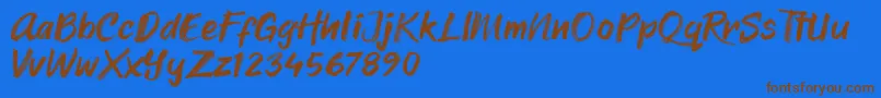 Sheila Crayon Font – Brown Fonts on Blue Background