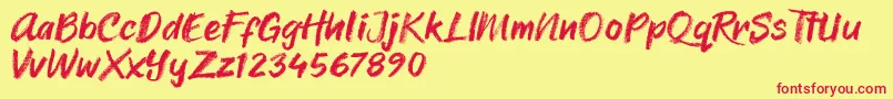 Sheila Crayon Font – Red Fonts on Yellow Background