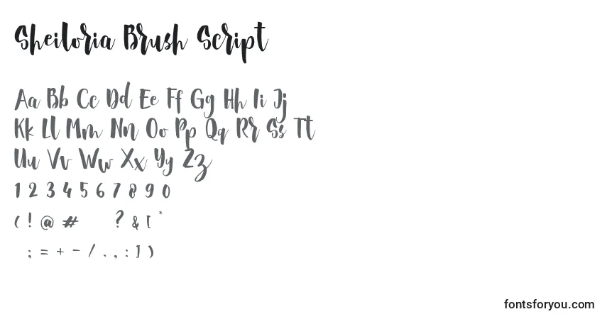 Шрифт Sheiloria Brush Script (140643) – алфавит, цифры, специальные символы