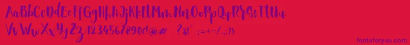 Sheiloria Brush Script-Schriftart – Violette Schriften auf rotem Hintergrund