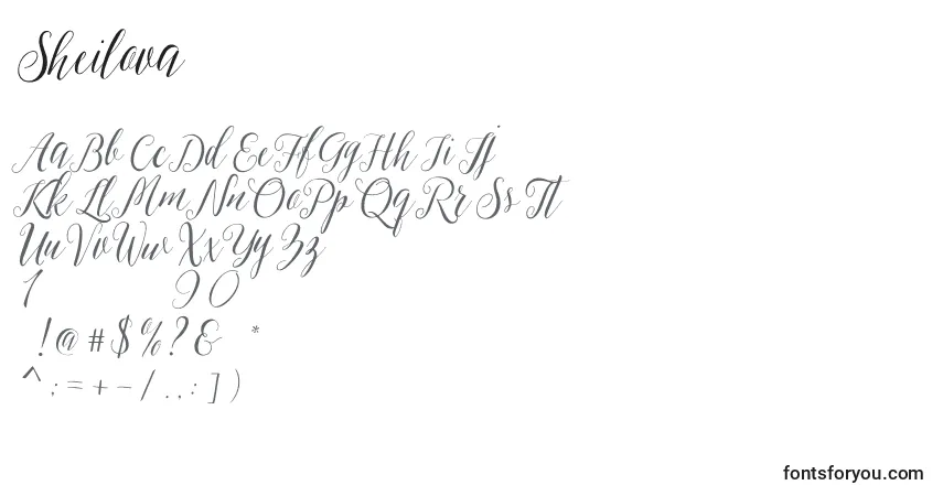 Schriftart Sheilova – Alphabet, Zahlen, spezielle Symbole