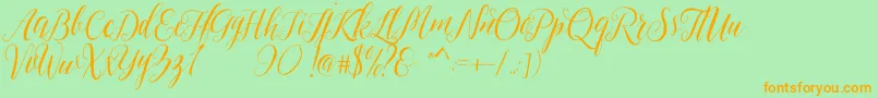 Sheilova-Schriftart – Orangefarbene Schriften auf grünem Hintergrund