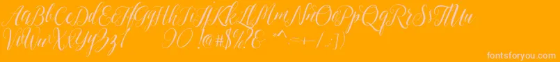 Sheilova-Schriftart – Rosa Schriften auf orangefarbenem Hintergrund