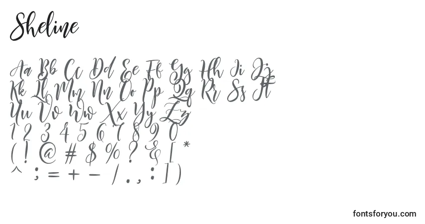 Czcionka Sheline – alfabet, cyfry, specjalne znaki