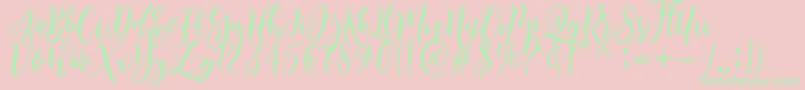 Sheline-Schriftart – Grüne Schriften auf rosa Hintergrund