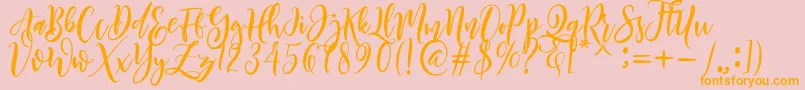 Sheline-Schriftart – Orangefarbene Schriften auf rosa Hintergrund