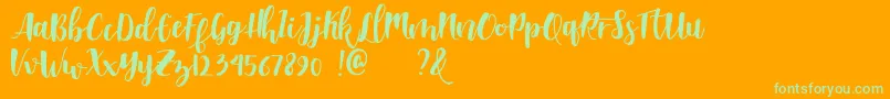 Shella clean dafont Font – Green Fonts on Orange Background