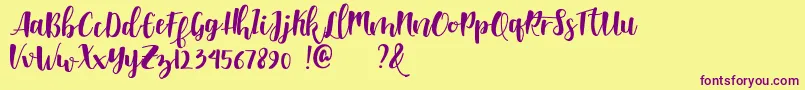 Shella clean dafont Font – Purple Fonts on Yellow Background