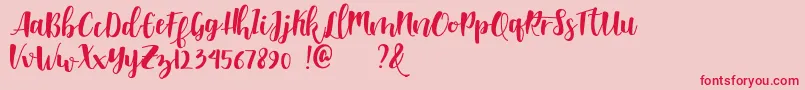 Shella clean dafont Font – Red Fonts on Pink Background