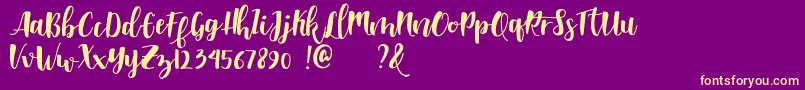 Shella clean dafont Font – Yellow Fonts on Purple Background