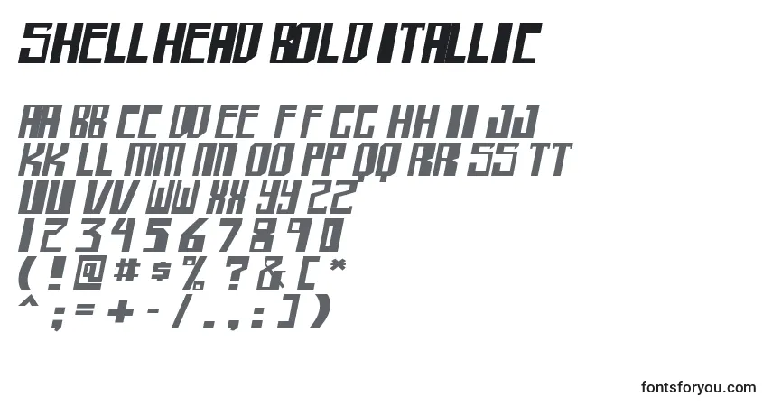 A fonte Shellhead bold itallic – alfabeto, números, caracteres especiais