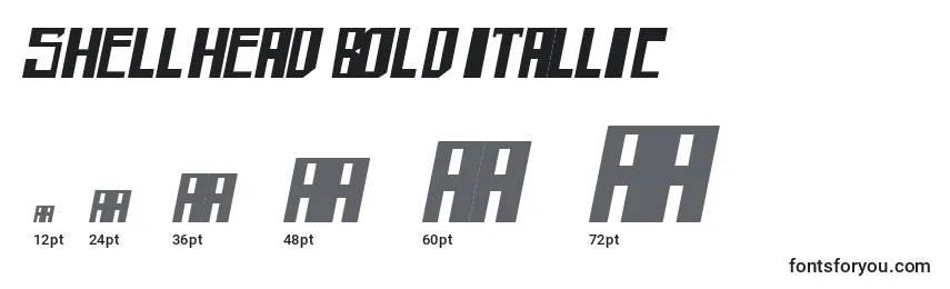 Размеры шрифта Shellhead bold itallic