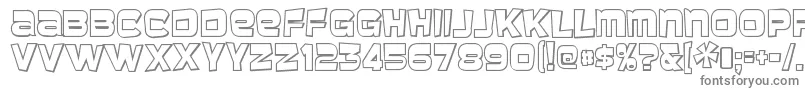BaveusethreedRegular-fontti – harmaat kirjasimet valkoisella taustalla