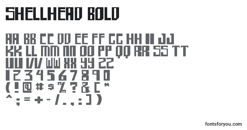 Шрифт Shellhead bold – алфавит, цифры, специальные символы