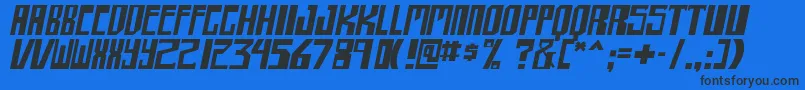 フォントshellhead itallic – 黒い文字の青い背景