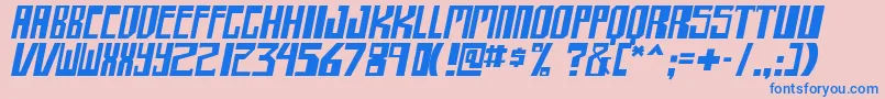 shellhead itallic-Schriftart – Blaue Schriften auf rosa Hintergrund