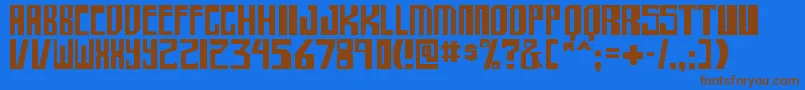 shellhead-Schriftart – Braune Schriften auf blauem Hintergrund