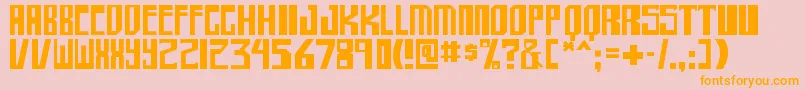 フォントshellhead – オレンジの文字がピンクの背景にあります。