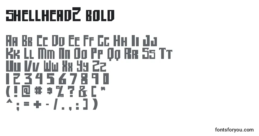 Шрифт Shellhead2 bold – алфавит, цифры, специальные символы