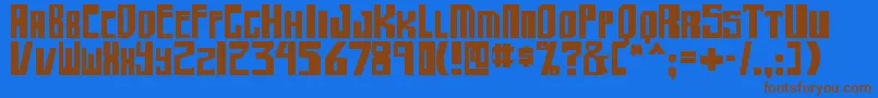 フォントshellhead2 bold – 茶色の文字が青い背景にあります。