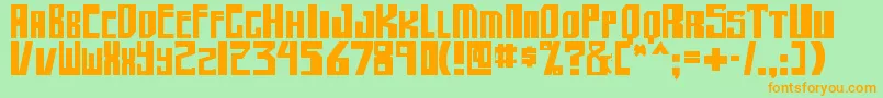 フォントshellhead2 bold – オレンジの文字が緑の背景にあります。